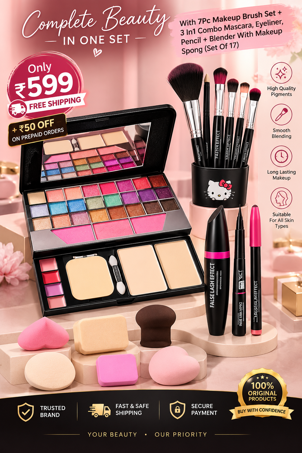 17-Piece Complete Makeup Kitβ’ | All-in-One Beauty & Makeup Set