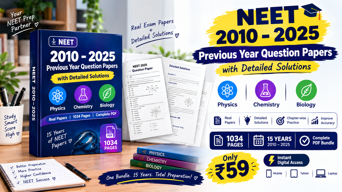 π NEET 2010β2025 Previous Year Question Papers β Complete PYQ PDF Bundle