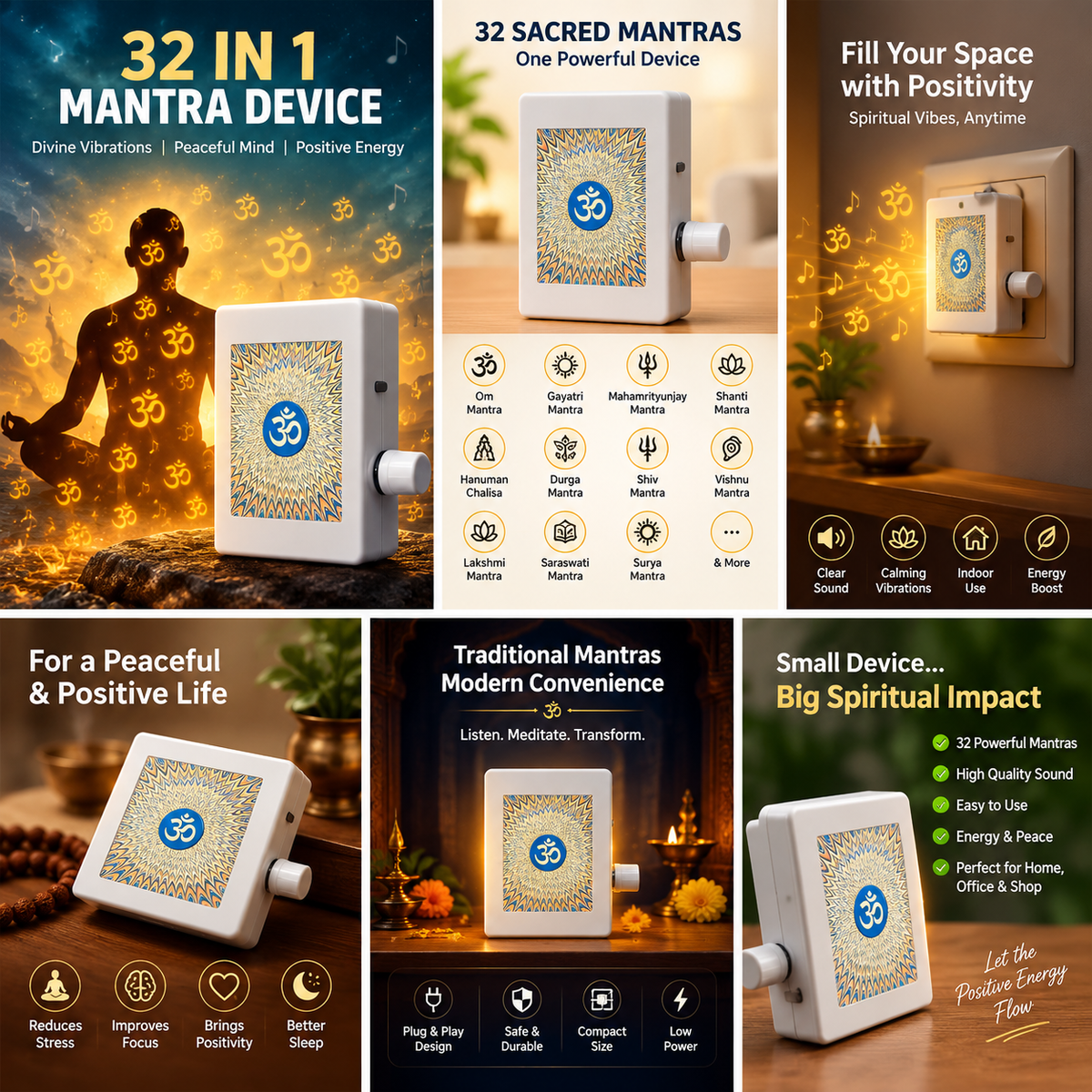35 in 1 Mantra Device – Multi-Mantra Spiritual Sound Player for Home, Office & Meditation