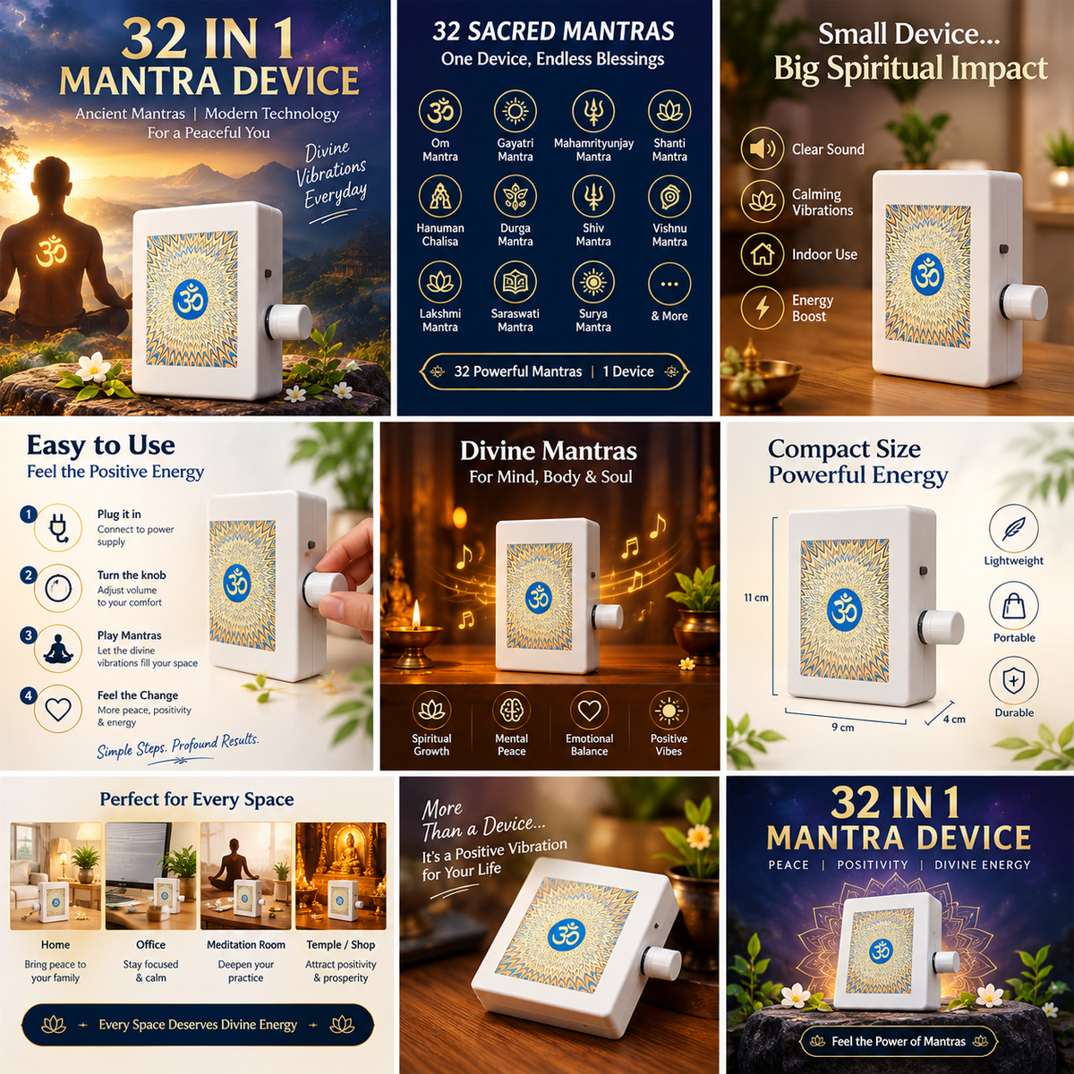 35 in 1 Mantra Device – Multi-Mantra Spiritual Sound Player for Home, Office & Meditation
