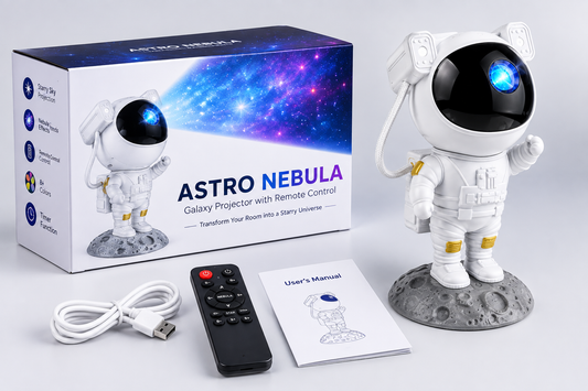 Astronaut Galaxy Star Projector Night Light – 360° Rotating LED Projector with Remote & Timer ✨