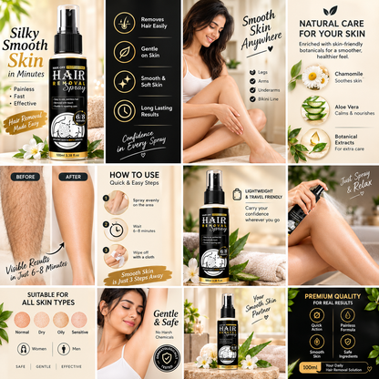 Hair-Off Professional Hair Removal Spray – Quick & Easy Hair Removal for Men & Women | 100ml