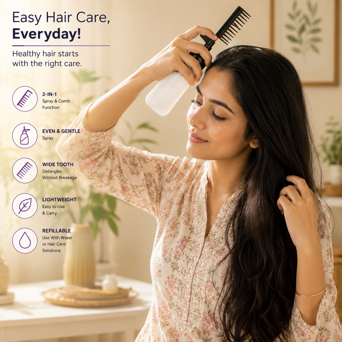 💜2-in-1 Hair Oil & Colour Applicator Comb | Easy & Mess-Free Hair Care 🪮✨