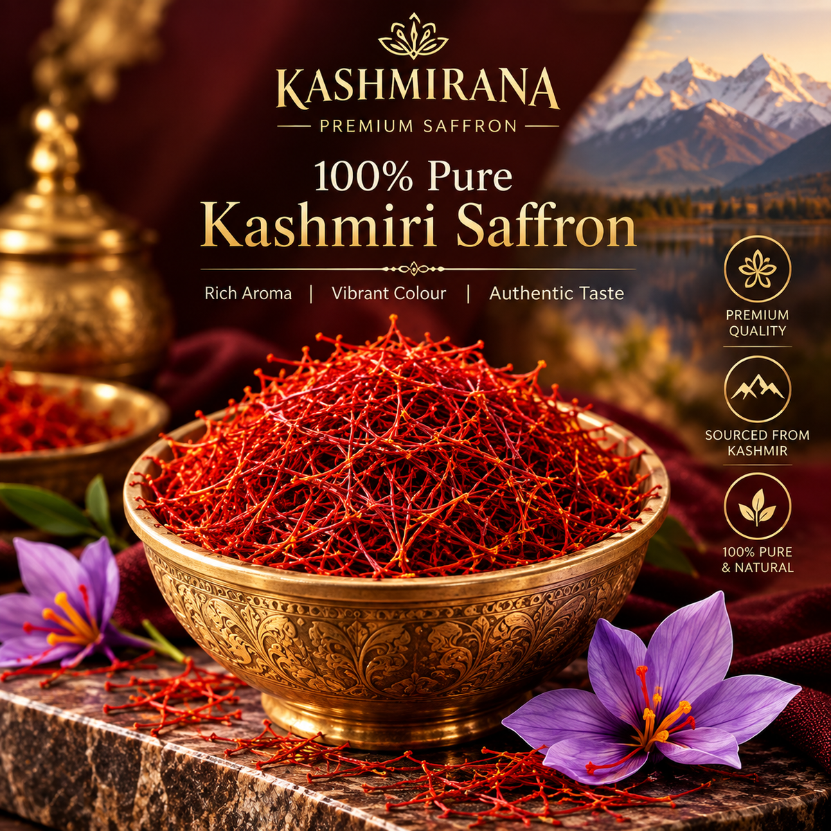 Kashmirana Premium Saffron (Kesar) – 1 GM | Pure & Aromatic Kashmiri Kesar