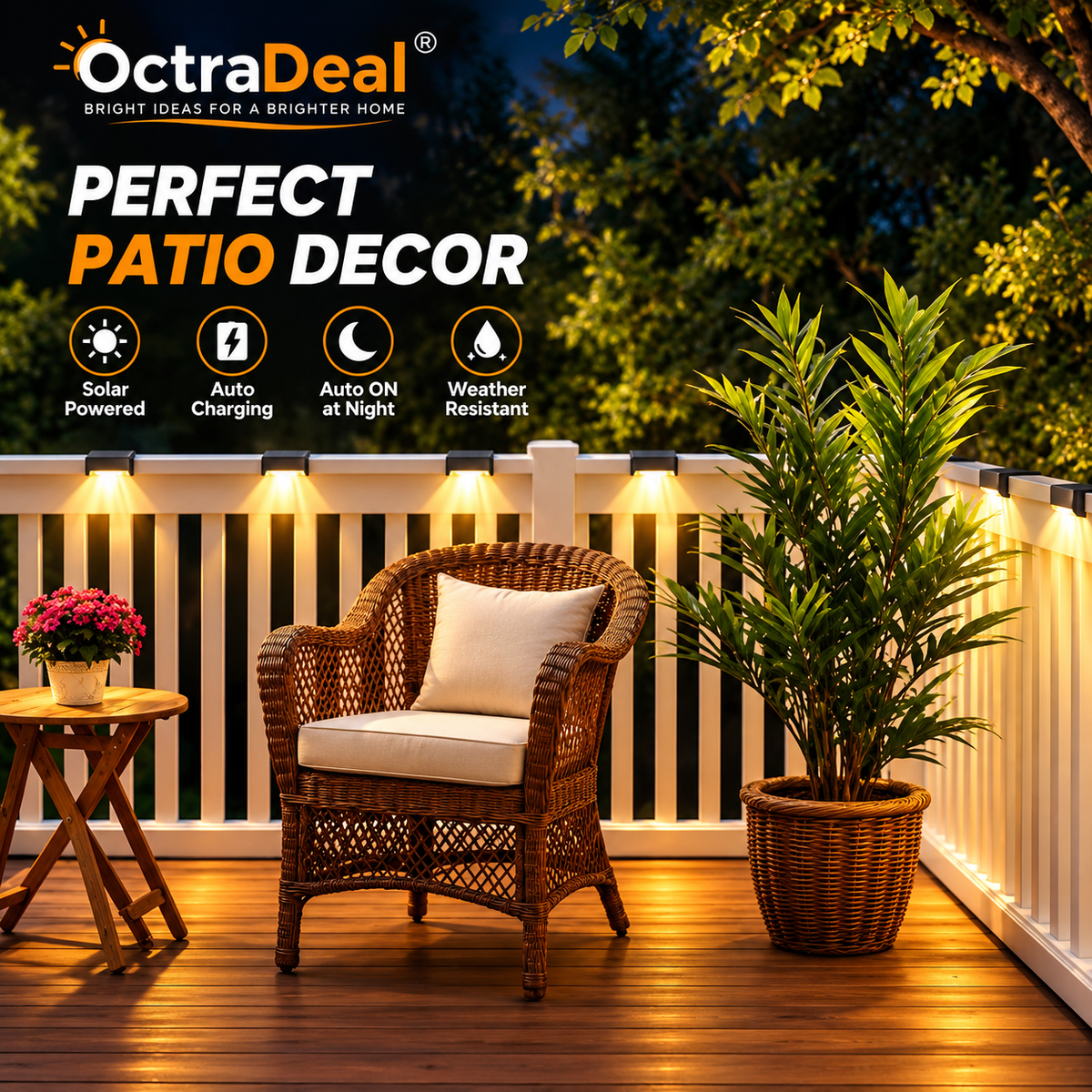 **Pack of 4 Waterproof Solar LED Step Lights for Outdoor Stairs, Fence, Deck, Garden & Balcony Décor**