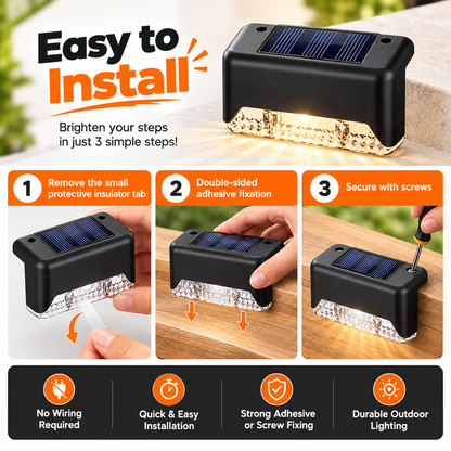 **Pack of 4 Waterproof Solar LED Step Lights for Outdoor Stairs, Fence, Deck, Garden & Balcony Décor**