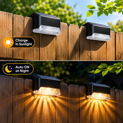 **Pack of 4 Waterproof Solar LED Step Lights for Outdoor Stairs, Fence, Deck, Garden & Balcony Décor**